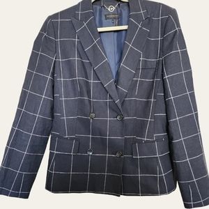 Donna Karen New York Windowpane Check Navy‎ Blazer